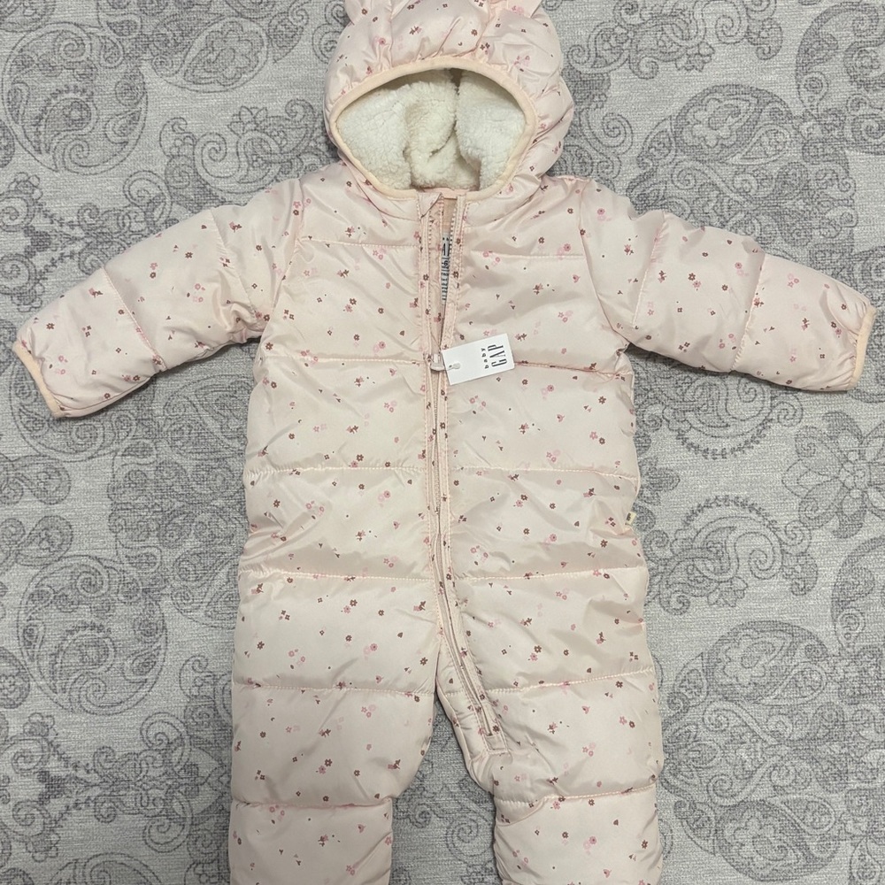 Pink Floral Baby Snowsuit